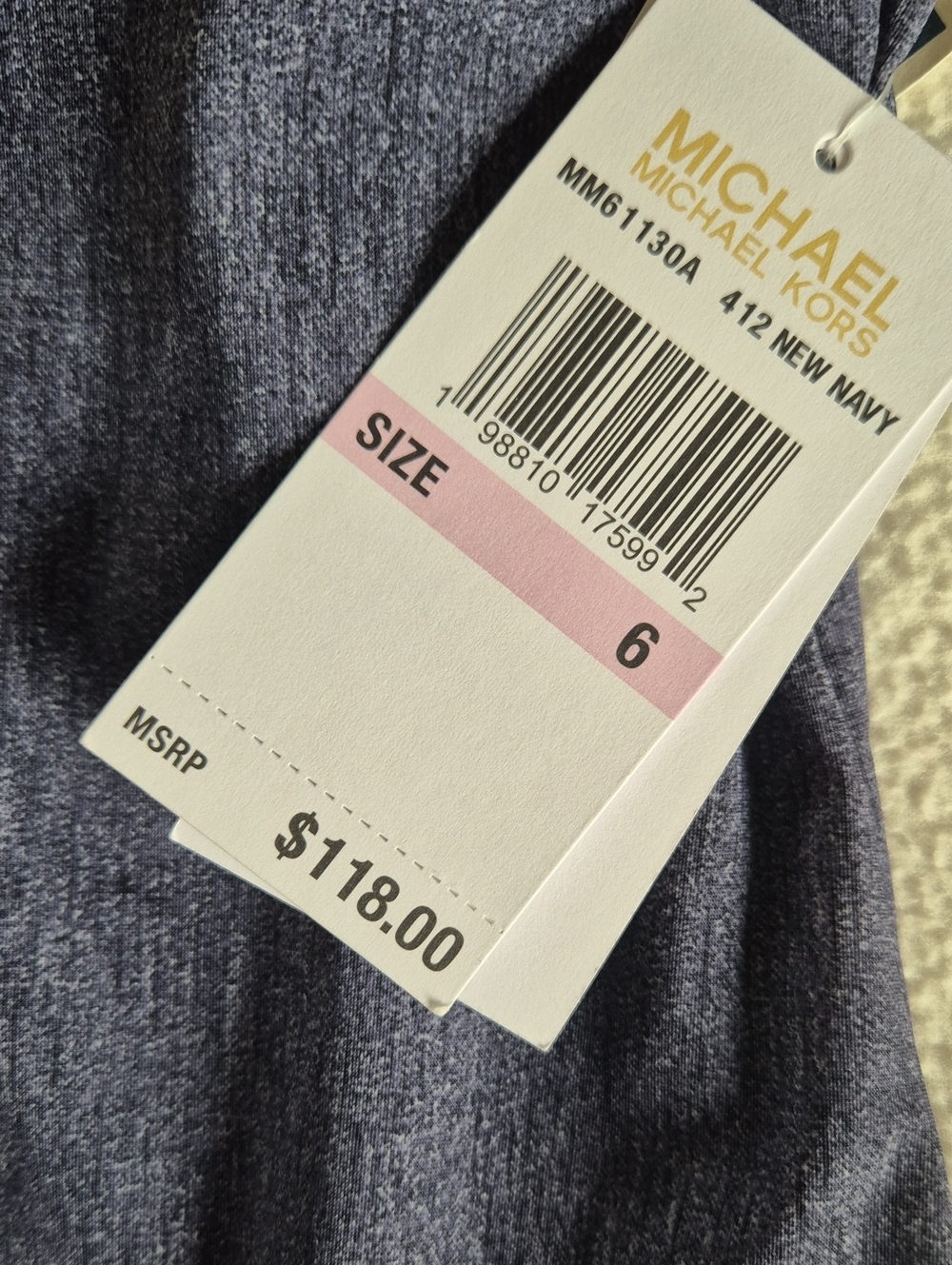 Michael Kors Denim Grommet Detail One Piece Swimsuit, Size 6 Color New Navy - Picture 5 of 11